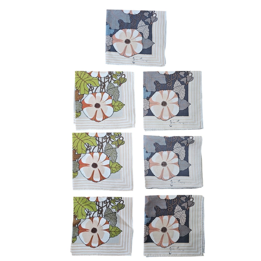 Vintage Jim Thompson Napkins Set of 7 Silk Floral MCM Mid Century Thai Silk RARE